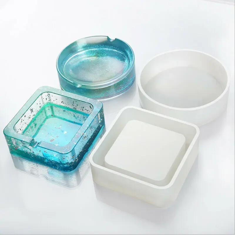 

Clear Silicone Ashtray Mold Round Square Hex Shape Resin Mold DIY Handmade Crystal Ashtray Jewelery Tray Casting Craft Tool