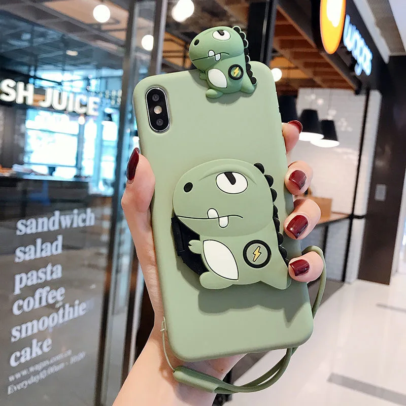 3D Cartoon dinosaur Mirror Case For Xiaomi Mi POCO X3 NFC Stand Phone Cover Redmi Note 8 Pro 9A 9C 9S 8T 7 K20 K30 7A 8A Note 10 xiaomi leather case color