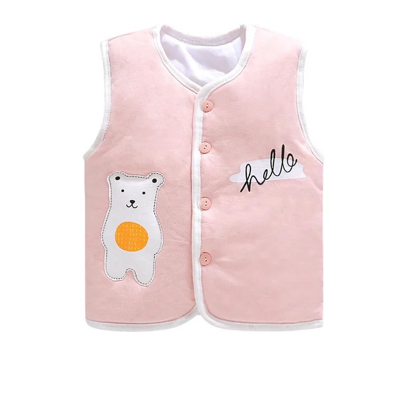 9594 pink Осенне-зимний теплый плотный жилет для малышей, милый жилет из хлопка с мультипликационным принтом для маленьких мальчиков и девочек 6-48 месяцев, детская мягкая верхняя одежда - Цвет: 9594 pink
