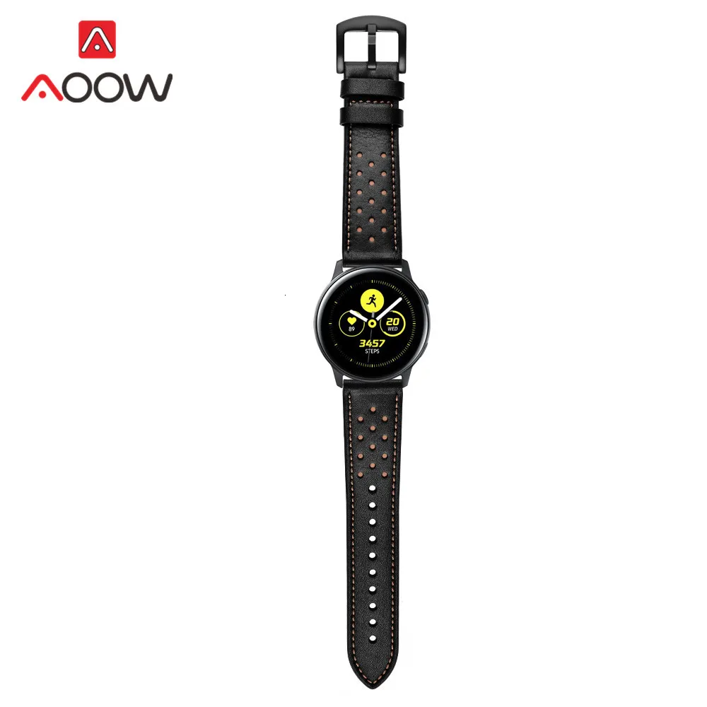 20 мм ремешок из натуральной кожи для samsung Galaxy Watch Active 42 мм gear S2 huawei Garmin Amazfit BIP быстросъемный браслет