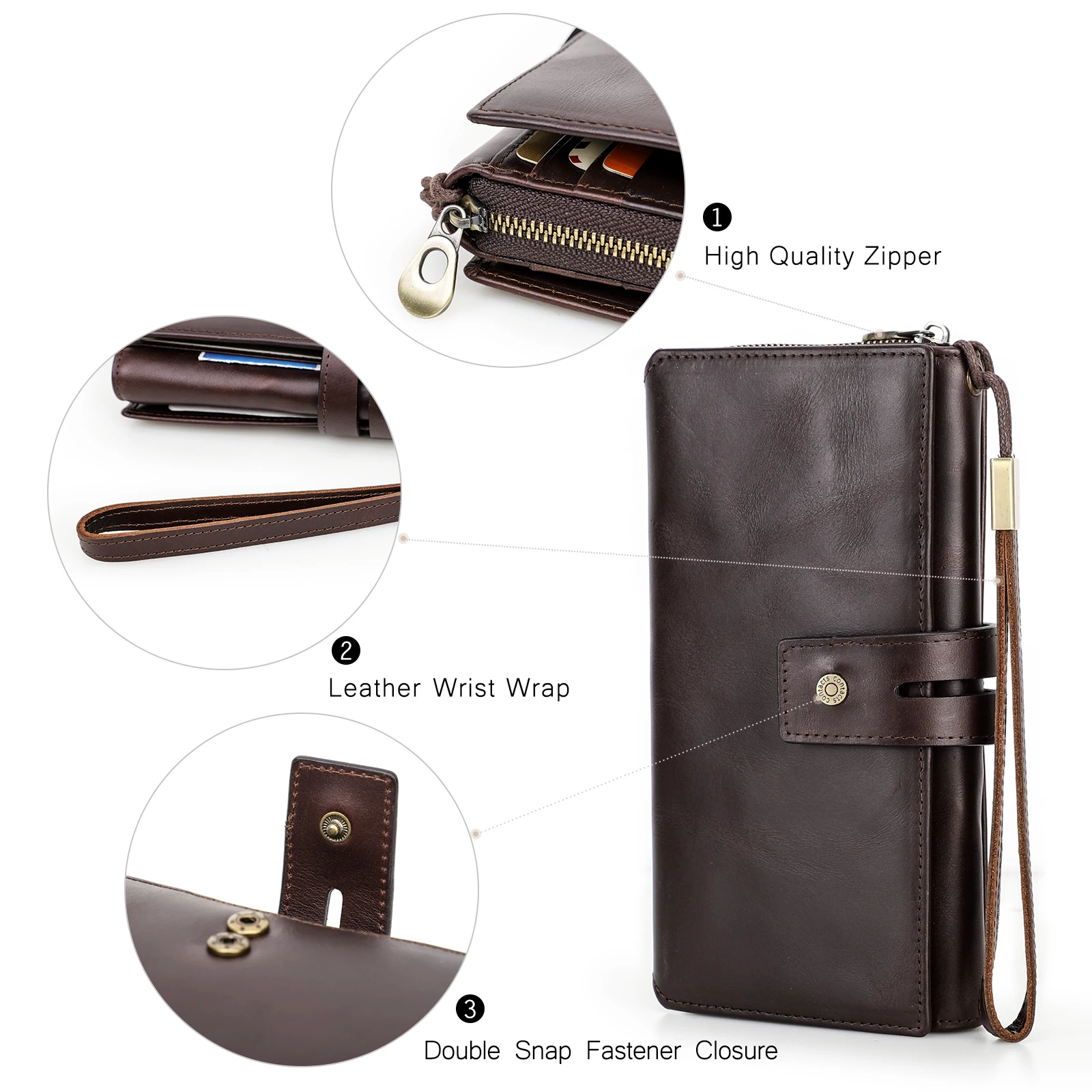 

Men's Wallet Genuine Leather long wallets luxury brand Male Purse 6.7'' Phone pocket man clutch bag Organizer wallets