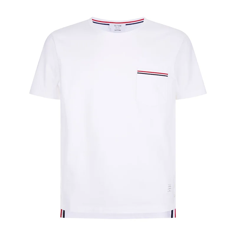 

2021 Fashion TB THOM Brand T-Shirt Men Women Short Casual Clothing Solid Summer Couple O-neck Cotton Shirts