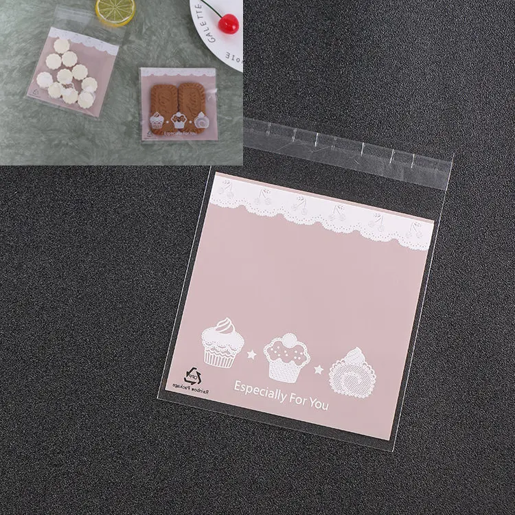 Pink And Ice LBSISI Life 100 шт 10*10+ 3 см мешки для печенья, конфет для дома Рождество свадебное украшение самоклеящаяся пластиковая упаковка для пищевых продуктов полипропиленовый подарочный пакет - Цвет: Pink And Ice