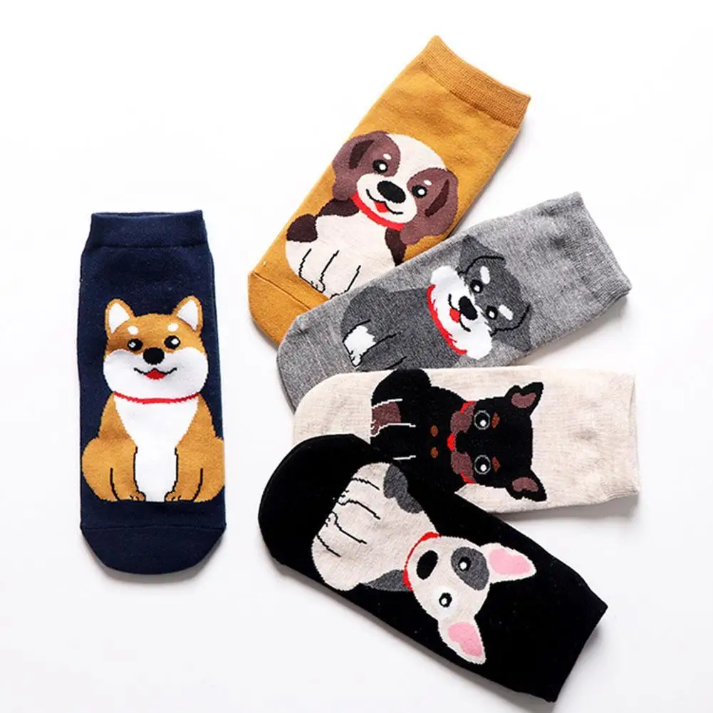 

Spring Summer New Fashion Cute Animal Cotton Summer Women Dog Socks Kawaii Short Cotton Boat Comfortable Socks Casual Soft V8I8