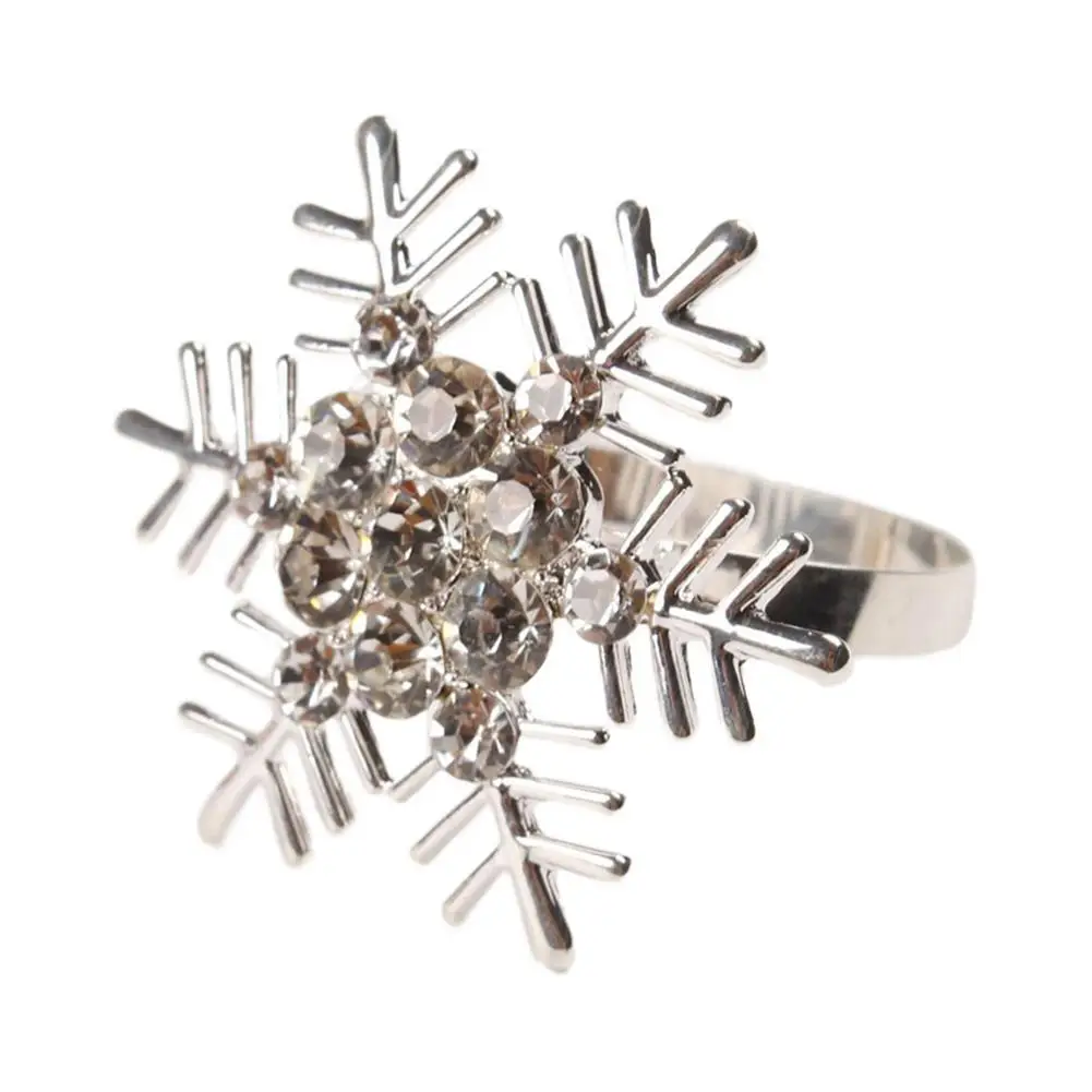 1/5 шт. Рождественская Снежинка кольца для салфеток сверкающими серебристыми