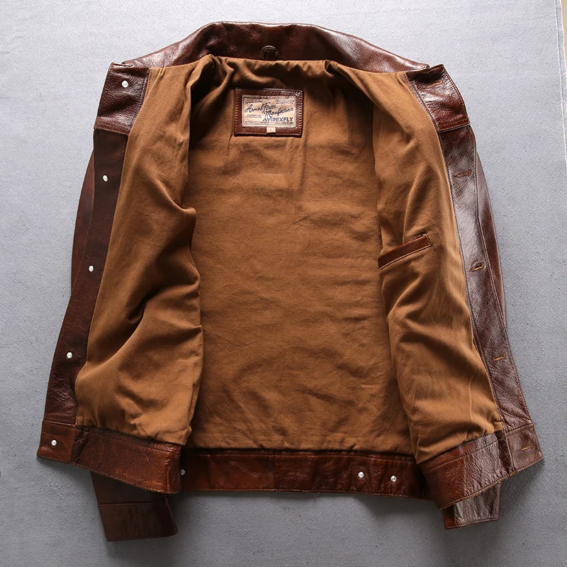 

Genuine Leather Jackets,100% Cow Skin Turn-down Collar Men Leather Coat Nice Shipping