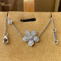 wong rain 100 925 sterling silver created moissanite diamonds romantic creative flower charm bracelets engagement fine jewelry