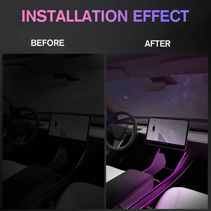 

Car 7 Color LED Interior Atmosphere Light Refit Central Control Decorative Atmosphere Light for Tesla Model 3