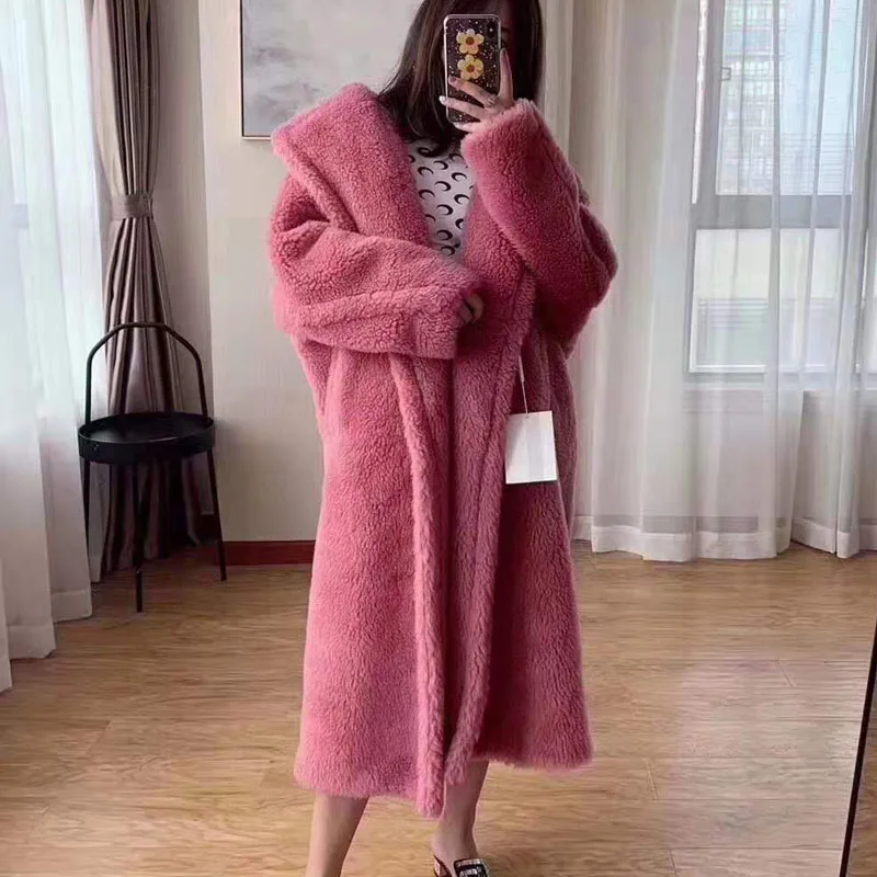 Длинная однотонная куртка X long Женское пальто с плюшевым мишкой зима 2019 новые