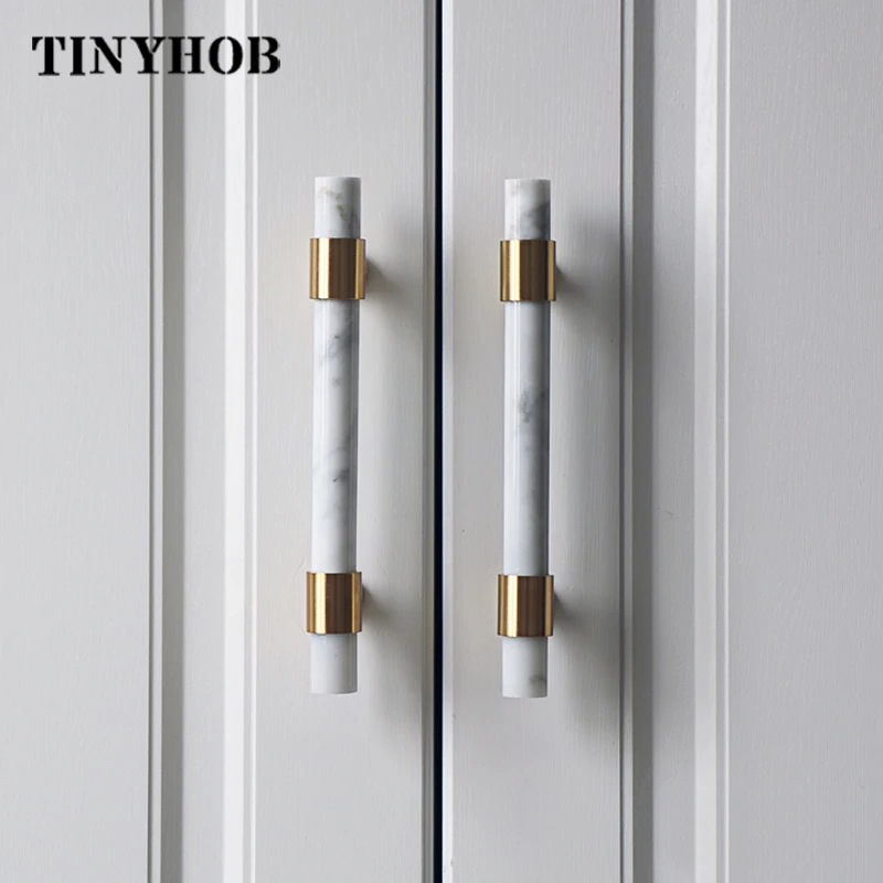 Натуральный камень + латунные ручки европейские Т образные выдвижной ящик