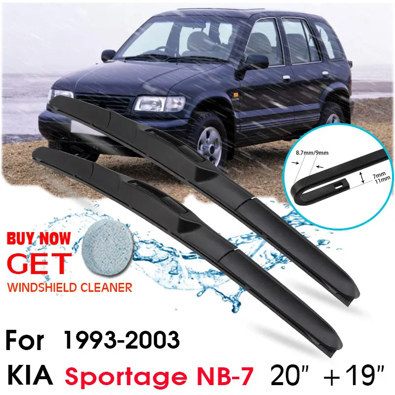 

Car Wiper Blade Front Window Windshield Rubber Silicon Refill Wiper For KIA Sportage NB-7 1993-2003 20"+19" Car Accessories