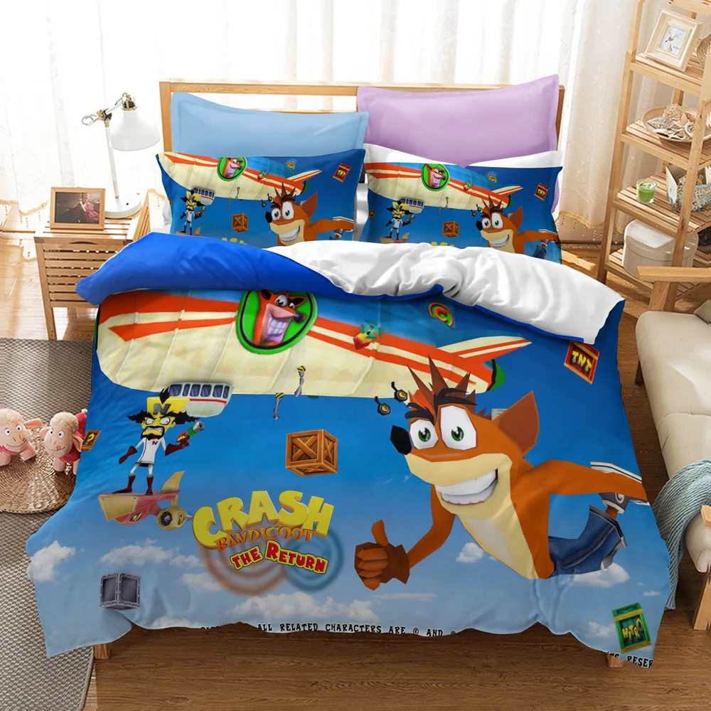 

Cartoon 3d Crash Bandicoot Pattern Duvet Cover Pillowcase Hot Game 3d Bedding Set Bed Linen Bedclothes Twin Full Queen King Size