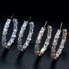 HIBRIDE Подвески микро серьги-кольца с цирконом для женщин Свадебные серьги в форме капли воды серьги женские Мода E-843