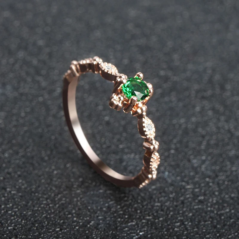 Роскошное простое зеленое кольцо Стразы элегантное очаровательное женское