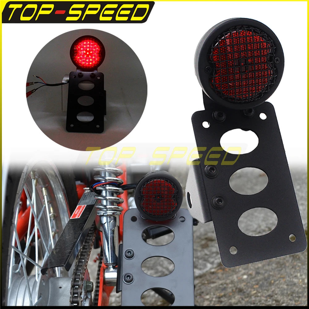 

12V LED Black Tail Light LED License Plate Bracket Tail Lamp Motorcycle For Harley Bobber Chopper Cafe Racers Cruisers