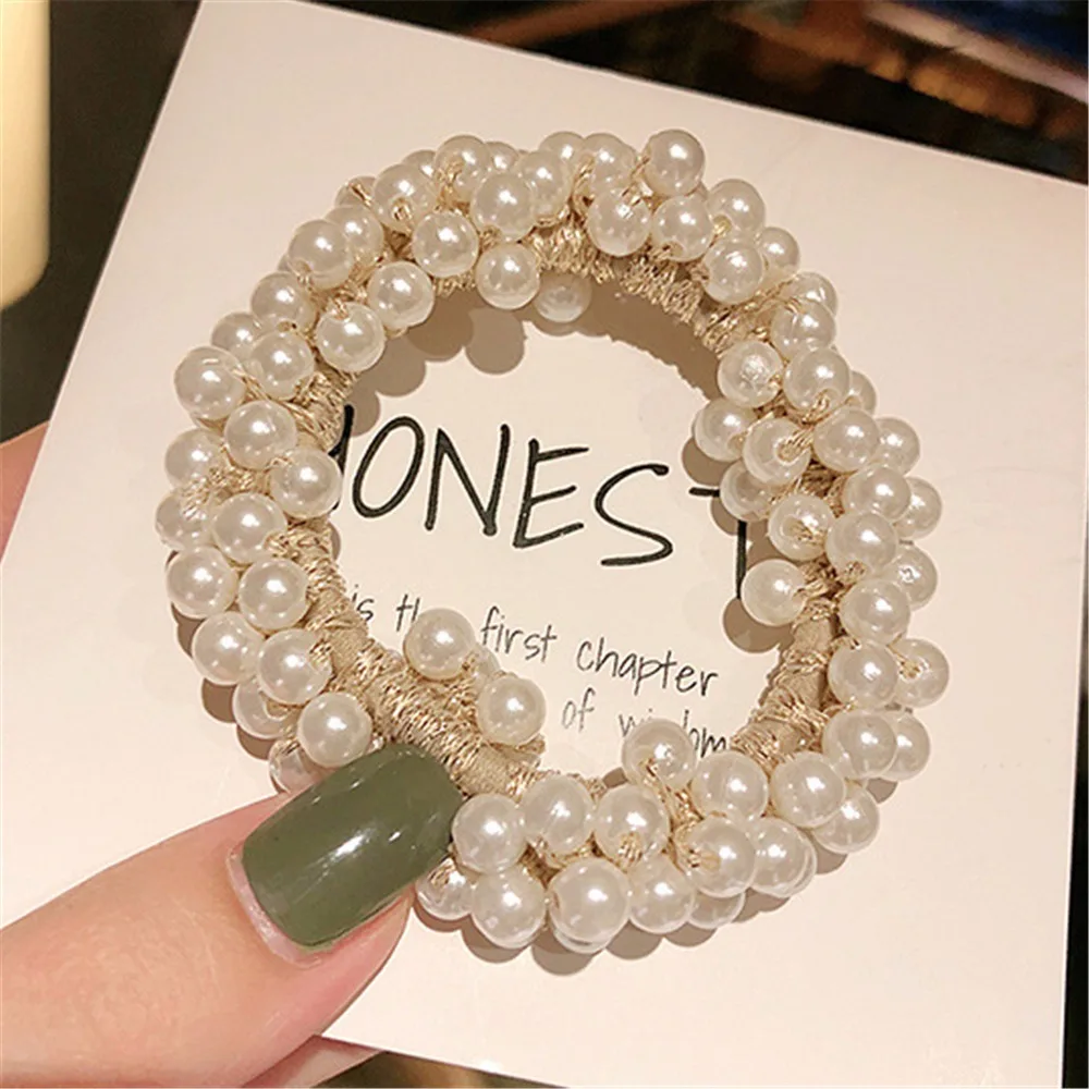 Модные резинки Украшенные жемчужинами женские резинка для волос жемчуг хвостик