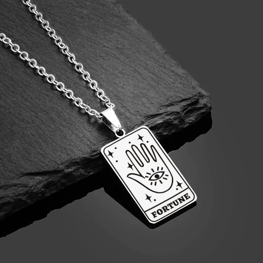 Таро карты амулет кулон ожерелье Золото Серебро Цвет Нержавеющая сталь цепь для