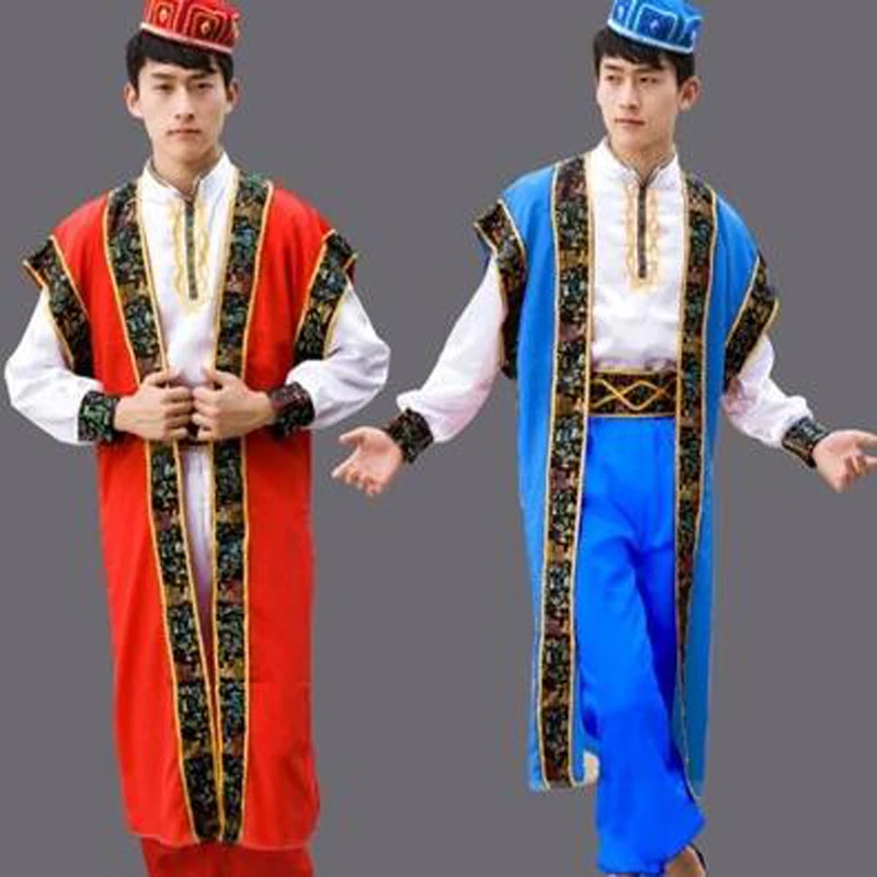 

Man Asian National Costumes Mongolia Folk Dancing Top Jacket Pants,Chinese Folk Dance Mongolian Ethnic Stage Performance Clothes