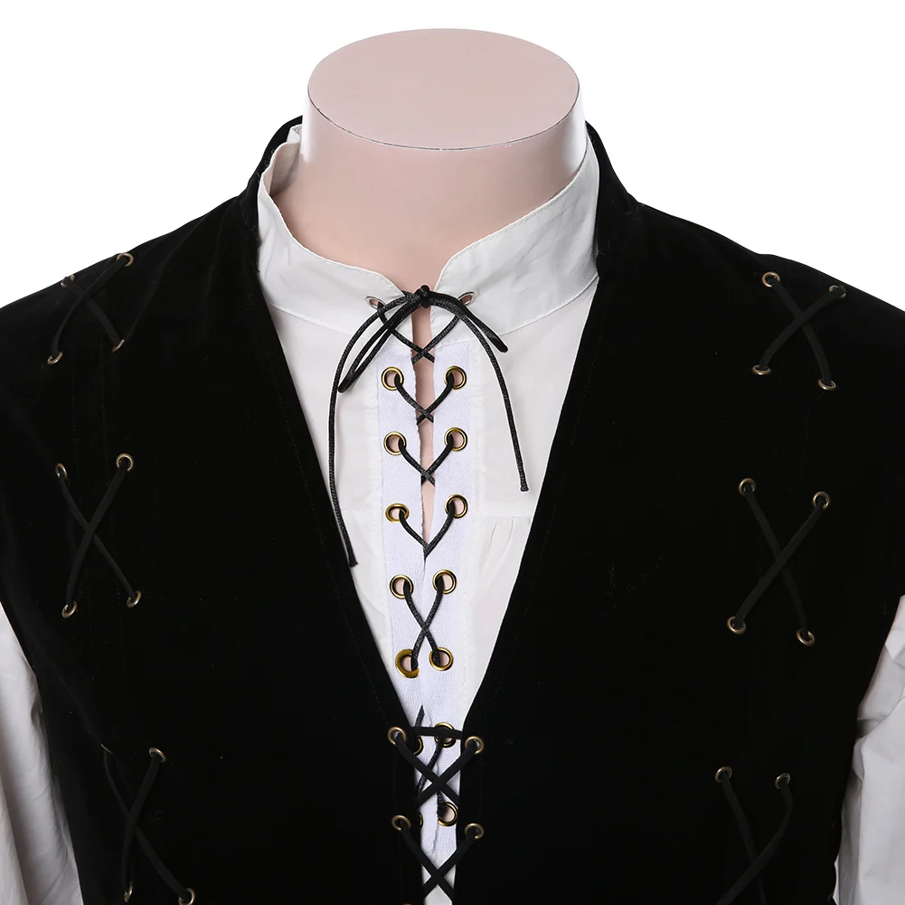 

Halloween Costume Men Vest Knight Pirate Cosplay Medieval Shirt Tops Adult Carnival Party Night Bar Suit