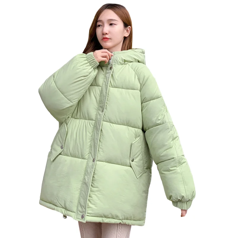 

Down Cotton Women Winter Coat New Fashion Loose Short Yellow Hooded Puffer Outwear Casual Thick Warm Parkas Ladies Clothes G604