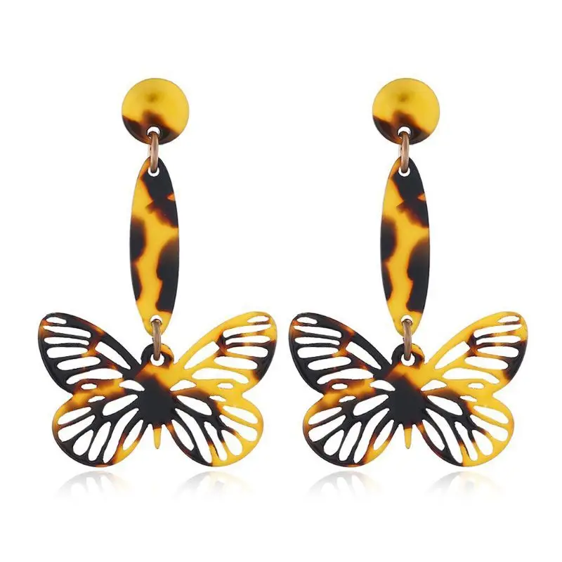 

Acrylic Flying Butterfly Dangle Earrings Big Long Drop Earrings Insect Jewelry T84B