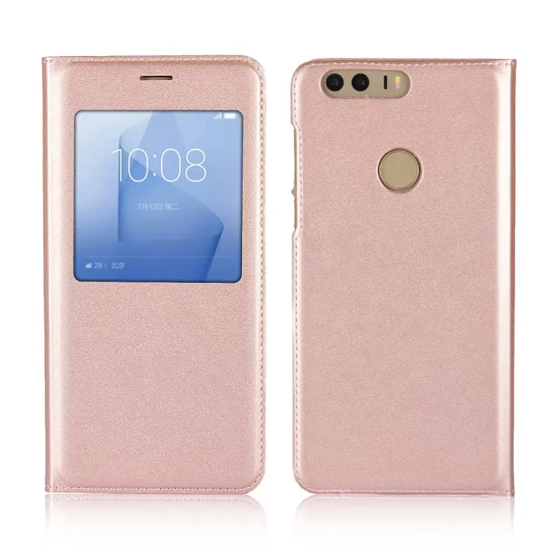 Чехол для Huawei Honor 8 умный чехол с окошком экрана кожаный флип скользящий ответ