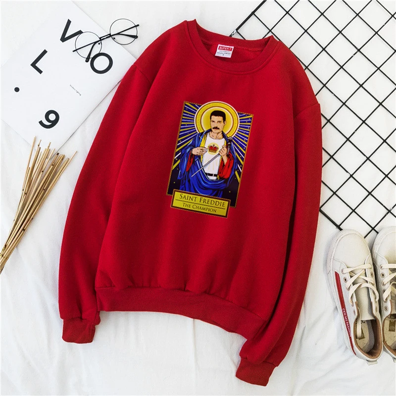 Харадзюку Сен Фредди Меркурий пара мультфильм мужская Толстовка повседневные Модные топы уличная хип хоп Принт толстовки для мужчин DIYWY02
