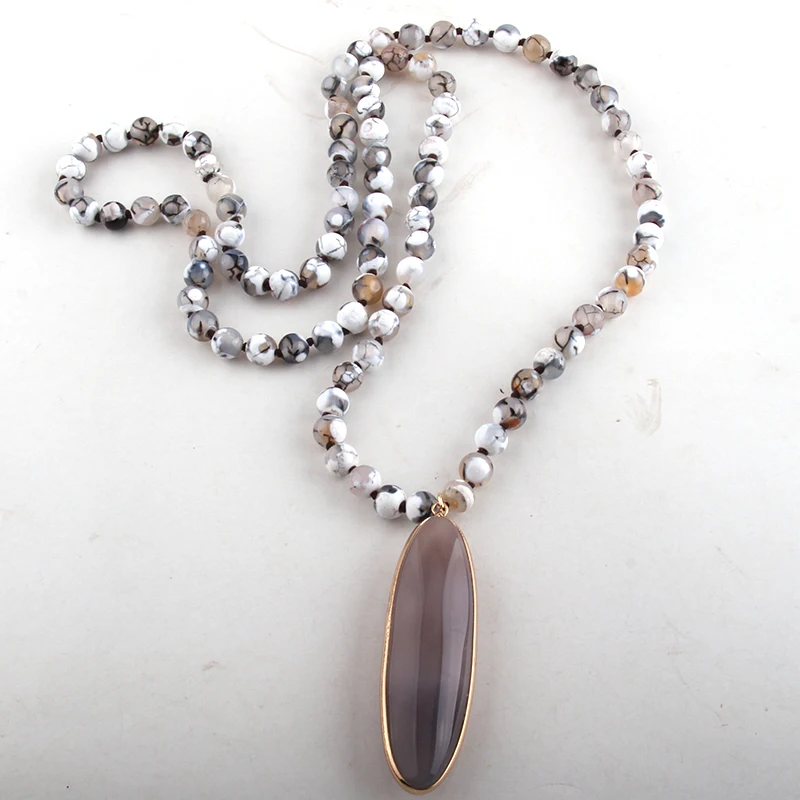 Модные ювелирные изделия камни узелковый камень подвеска ожерелья для женщин