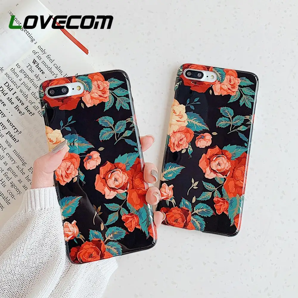 LOVECOM Ретро гальванический розовый цветок чехол для телефона iPhone XR X XS Max 7 8 6 Plus