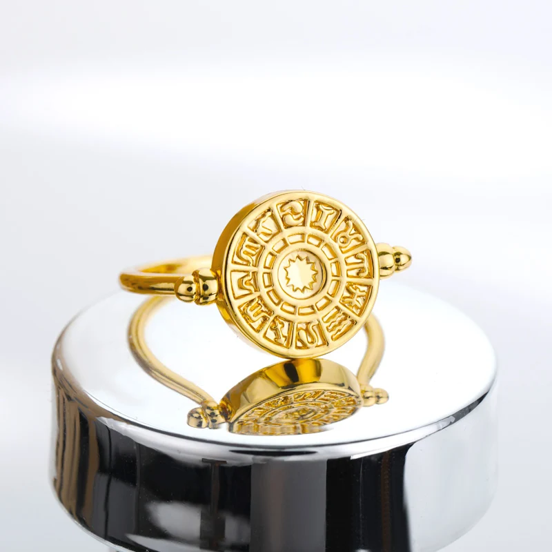 

12 Constellations Aesthetic Rings For Women Vintage Rotatable Ring Punk Couple Ring Fashion Exaggeration Jewelry Gothic Gift