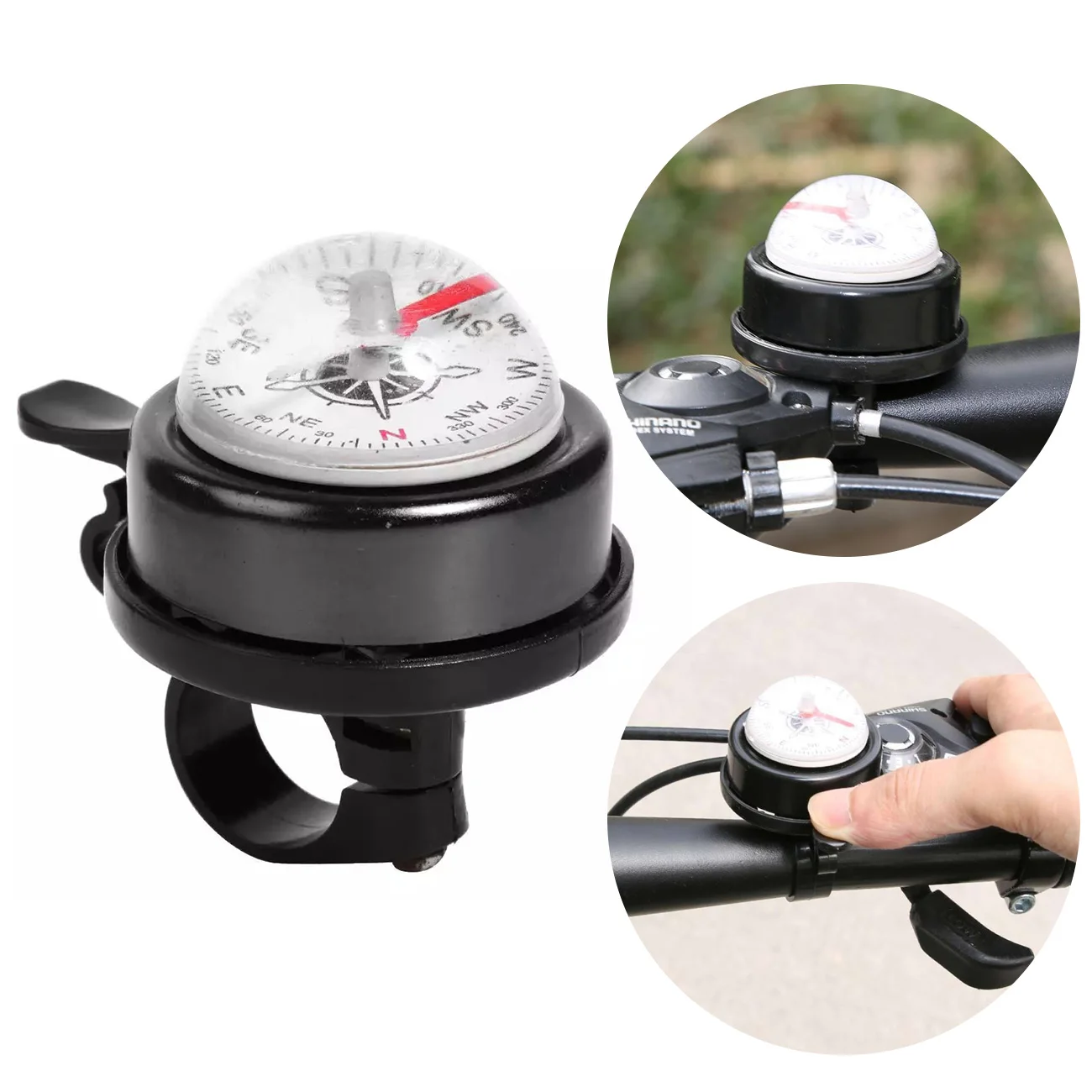 

Bicycle Bell Metal MTB Road Bicycle Bell With Compass 2 In 1 Cycling Horn Handlebar Flexible Ring Sound Safety Alarm Accessories