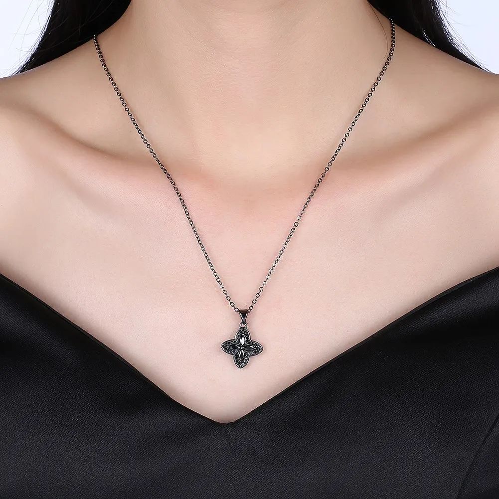 

GOMAYA Balck Gun Plated Women Necklace Trendy Design Classic Style Zircon Pendant Necklaces Hot Sale Anniversary Gift To Friend