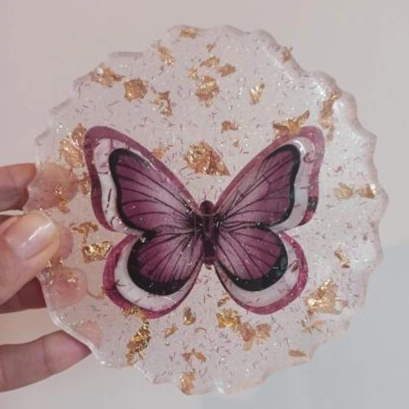 

10Pcs Glossy Coaster Epoxy Resin Mold Agate Slice Cup Mat Casting Silicone Mould