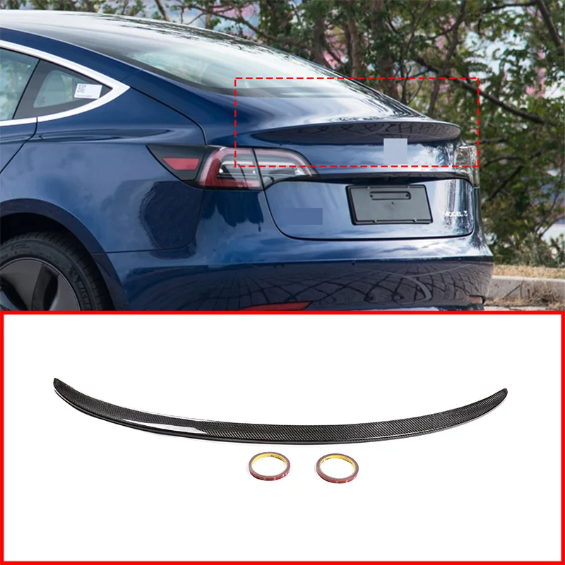 

Для Tesla Model 3 2017-2020 Настоящее углеродное волокно Автомобильный задний багажник башмак спойлер крыло автомобильные аксессуары экстерьер