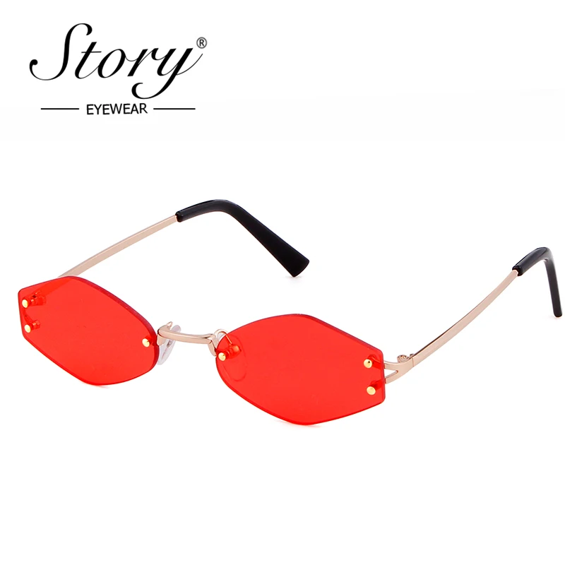 Очки солнцезащитные маленькие без оправы UV400 женские брендовые винтажные