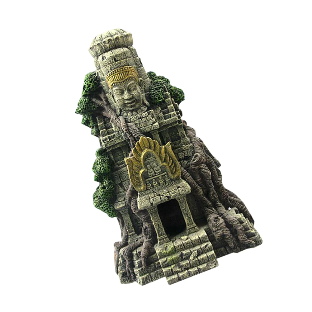 

1pc Aquarium Ancient Temple Ornament Fish Tank Landscaping Resin Decoration