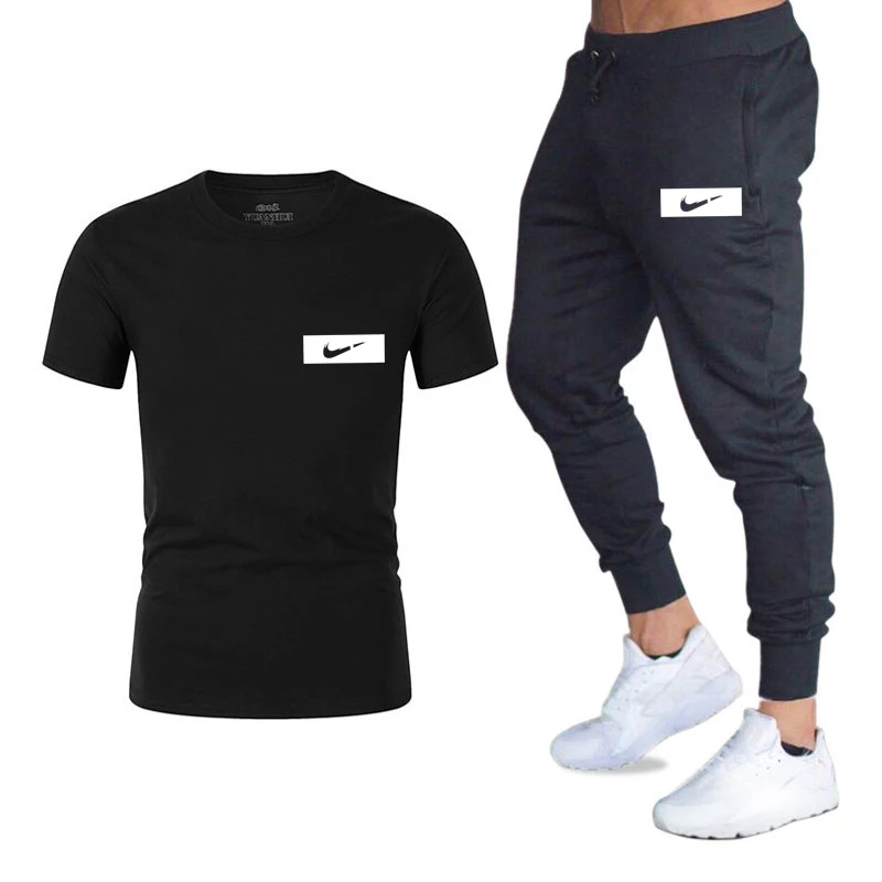 

2 sets of men's t-shirt and trousers, men's brand sports suits, 2021 men's casual fashion men's suits, sportswear, track suits