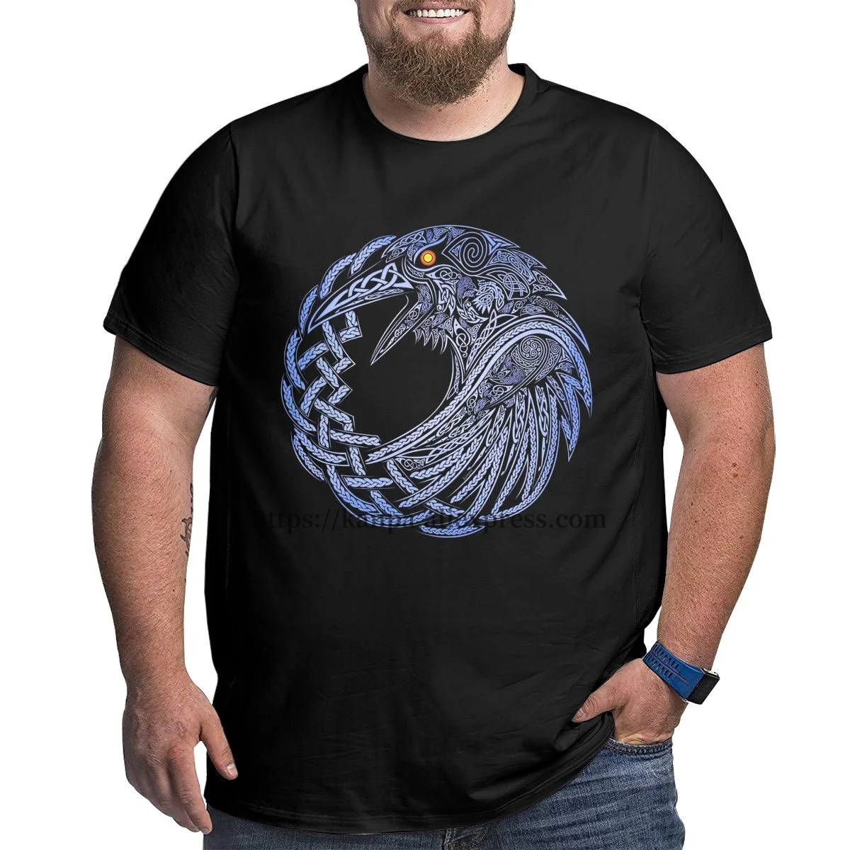 

Circle Viking Eagle Men's Oversized Cotton T-Shirts Plus Size Tops Tees Man High Street Graphic T Shirts Summer 2021