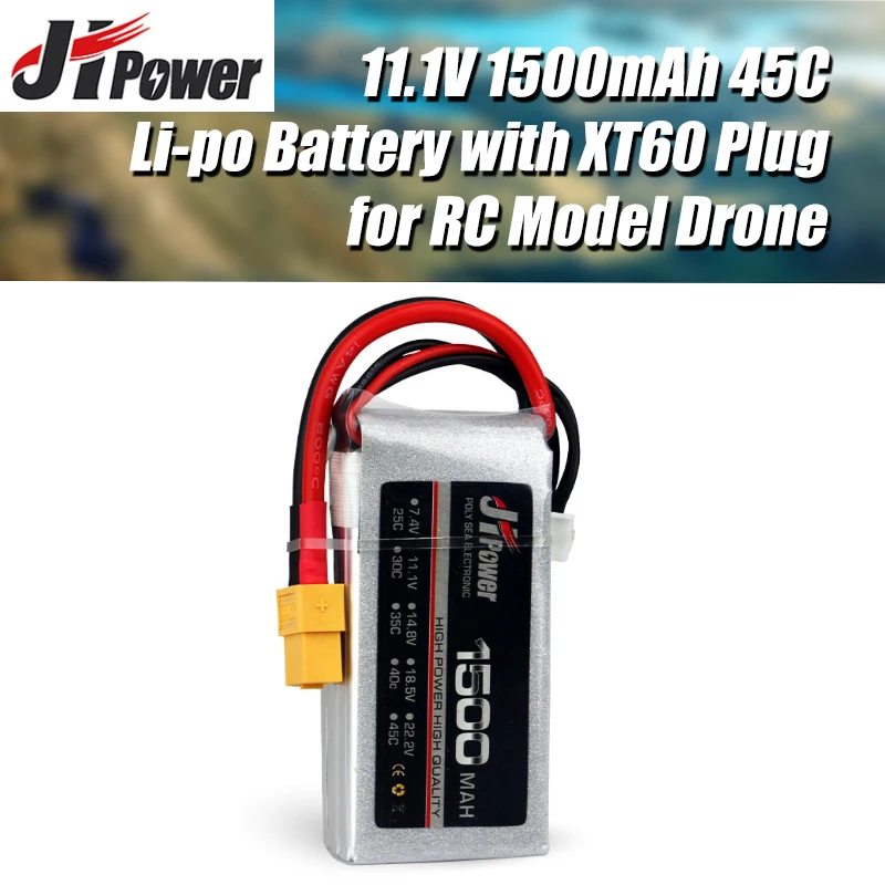 

Хорошая продажа JHPower Оригинальная Аккумуляторная Батарея 11,1 В 1500 мАч Lipo батарея с разъемом XT60 3S 45C для RC лодки RC модели автомобиля