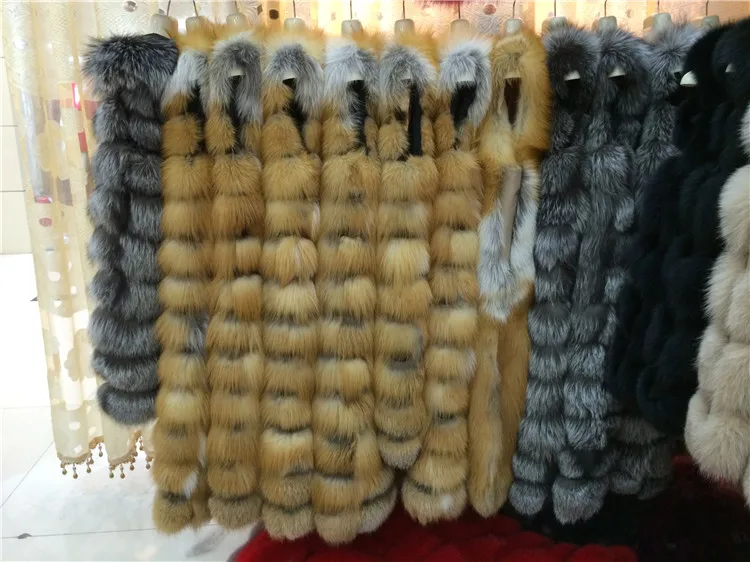 

silver lady women natural real fox fur vest long