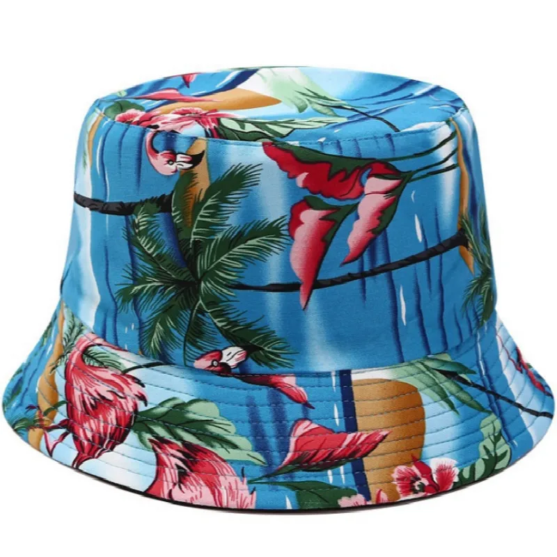 Женская хлопковая Панама с цветочным принтом Пляжная двухсторонняя шляпа в