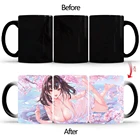 Термочувствительная волшебная кружка BSKT- 114, цветение вишни, изменение цвета, 11 унций, керамическая чайная чашка, кофейная кружка, посуда для напитков, подарок на день рождения