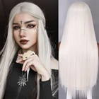 Синтетические парики AZQUEEN для женщин, Длинные прямые светлые средней части, для косплея, черные, красные, коричневые, розовые, оранжевые, искусственные волосы