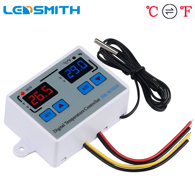

XK-W1010 Digital Temperature Controller Thermostat for Incubator Relay Direct Output 10A Heating Cooling Switch C/F Switch