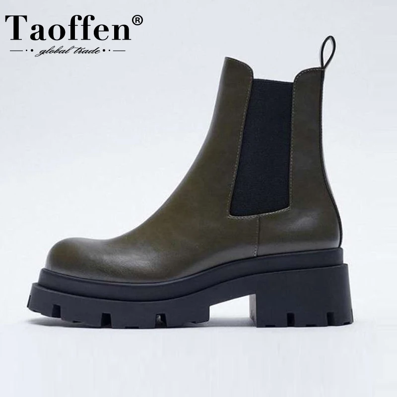 

Taoffen New Women Ankle Boots Thick Bottom Women'S Winter Shoes Fashion Casual Daily Shoes Women Footwear Size 35-40