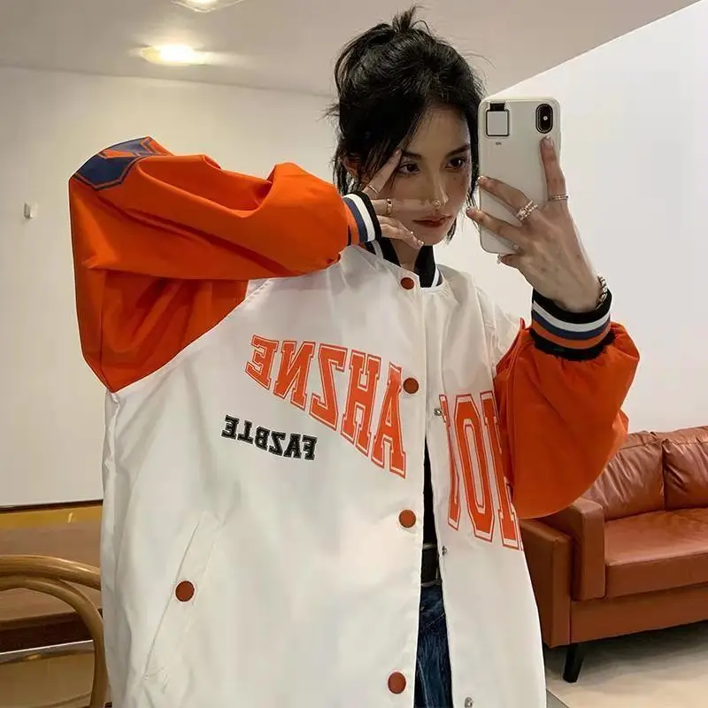 

Baseball Uniform Jacket For Women Men 2022 Spring Autumn Korean Academy Bomber Jacket Loose Letters Versatile American Coat Tide