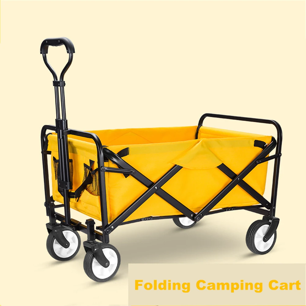 

B-LIFE Folding Wagon Cart With Brake Free Standing Collapsible Utility Camping Grocery Canvas Rolling Buggies Outdoor Garden