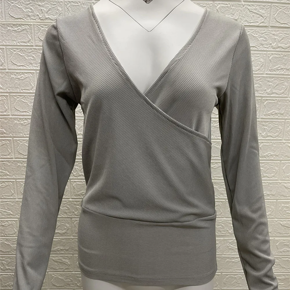

Spring Tight Long Sleeve Women s T Shirts New Korea Retro Solid Casual Clothing Fashion Slim Harajuku Cotton V Neck Y2k Top