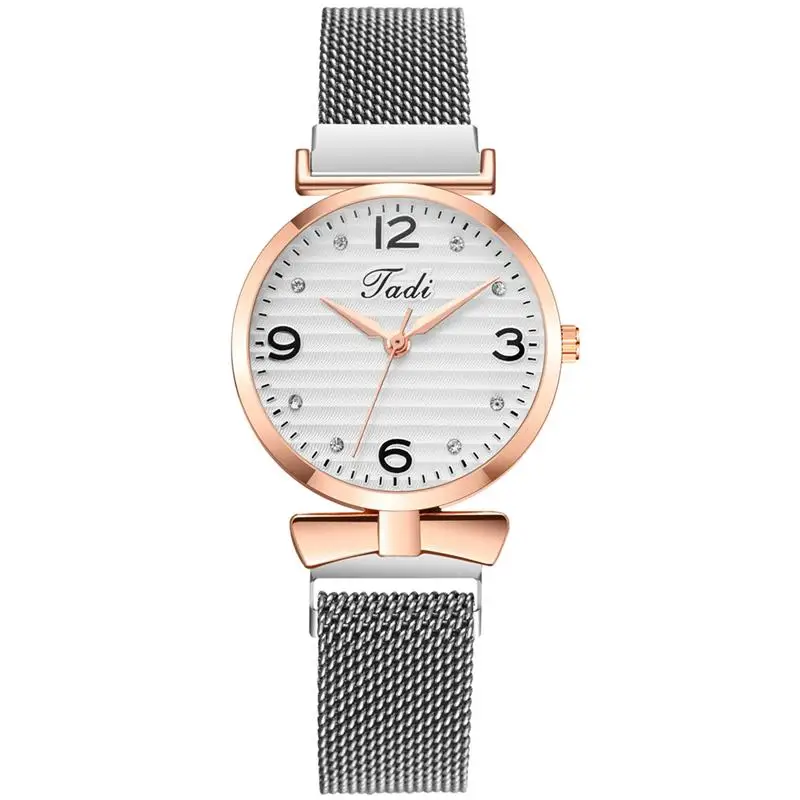 

Luxury Ladies Magnetic Buckle Watch Small Dial Mini Women Fashion Quartz Watches Elegant Bow-Knot Female Wristwatches Mesh Strap