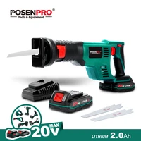 posenpro 20v cordless electric reciprocating saw 2 0ah battery 22mm stroke with saw blades sawing cutting tool